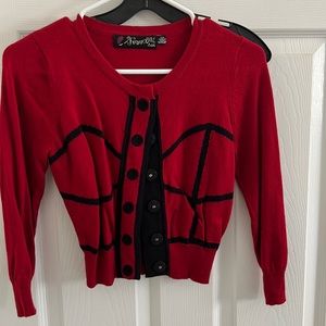 COPY - F21 Red crop cardigan